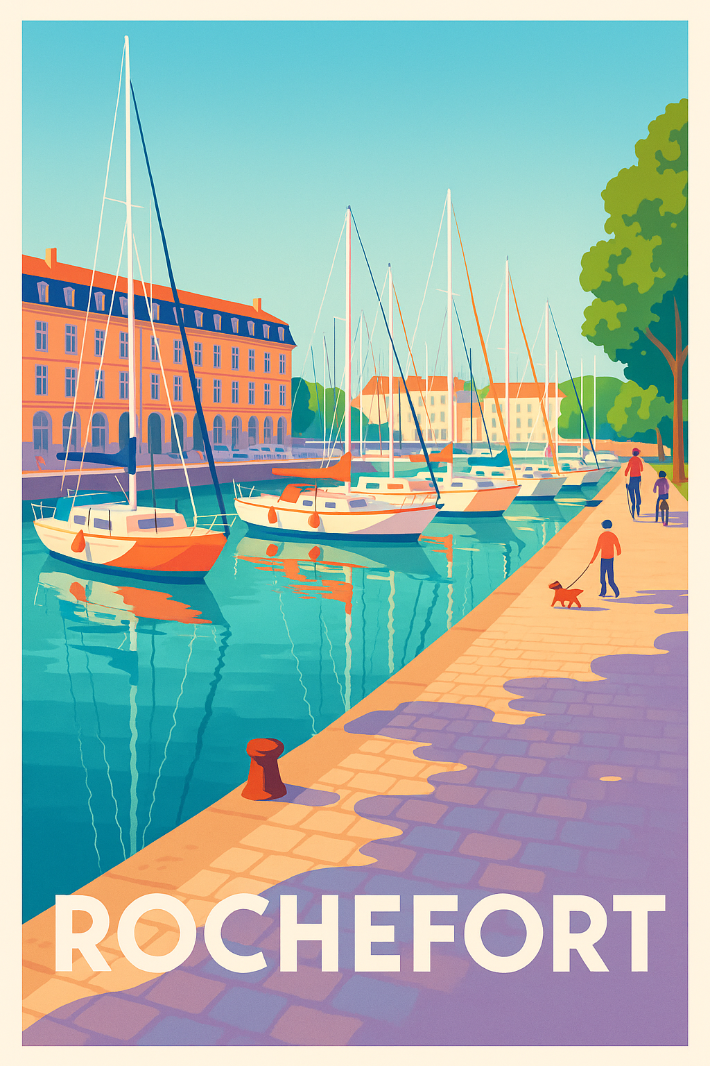 Charente-Maritime France Pas de Cadre / 20 × 30cm Affiche Rochefort - Charme et Sérénité au Port