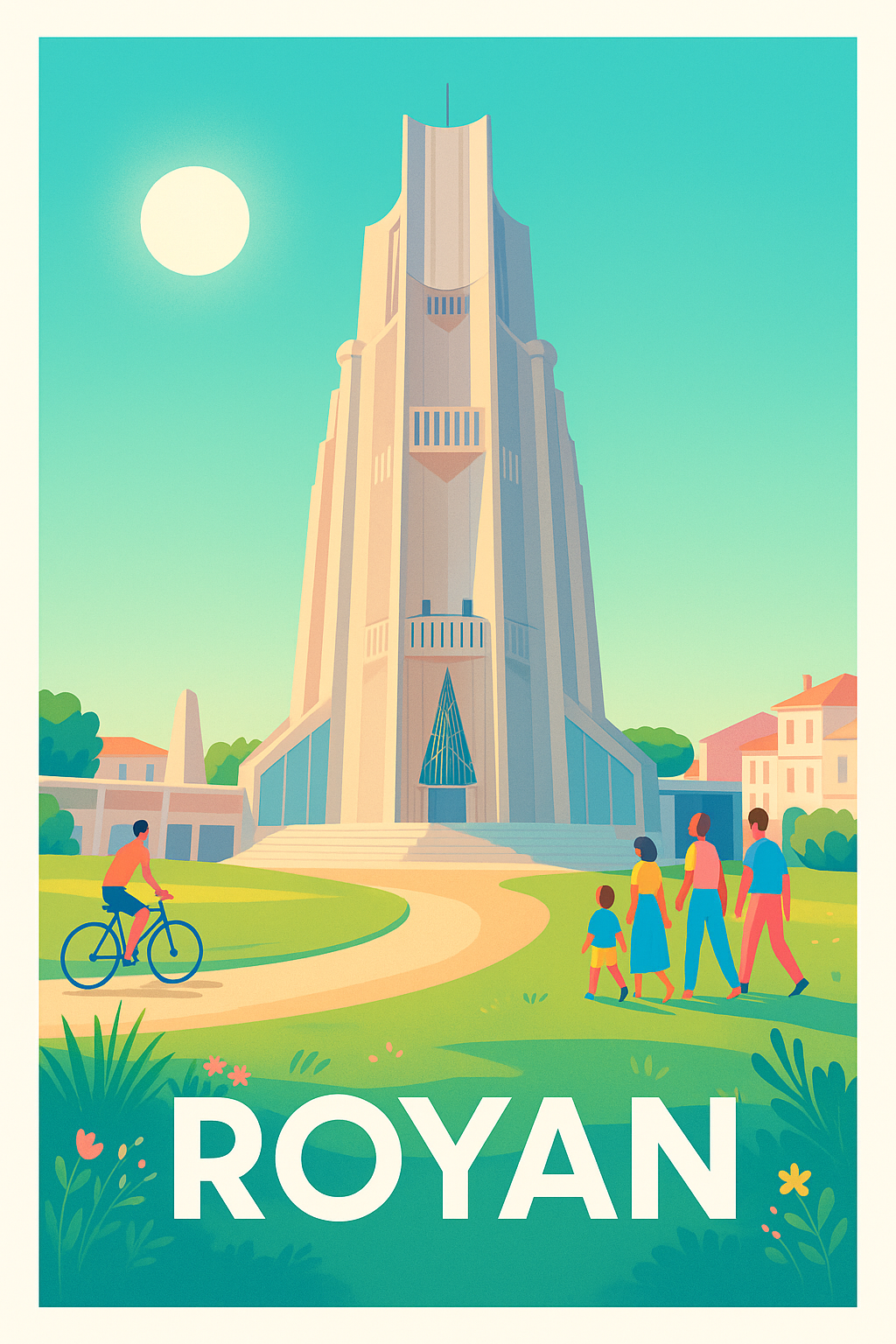Affiche Royan — L'emblématique église Notre-Dame en pleine lumière · poster d'art de Royan