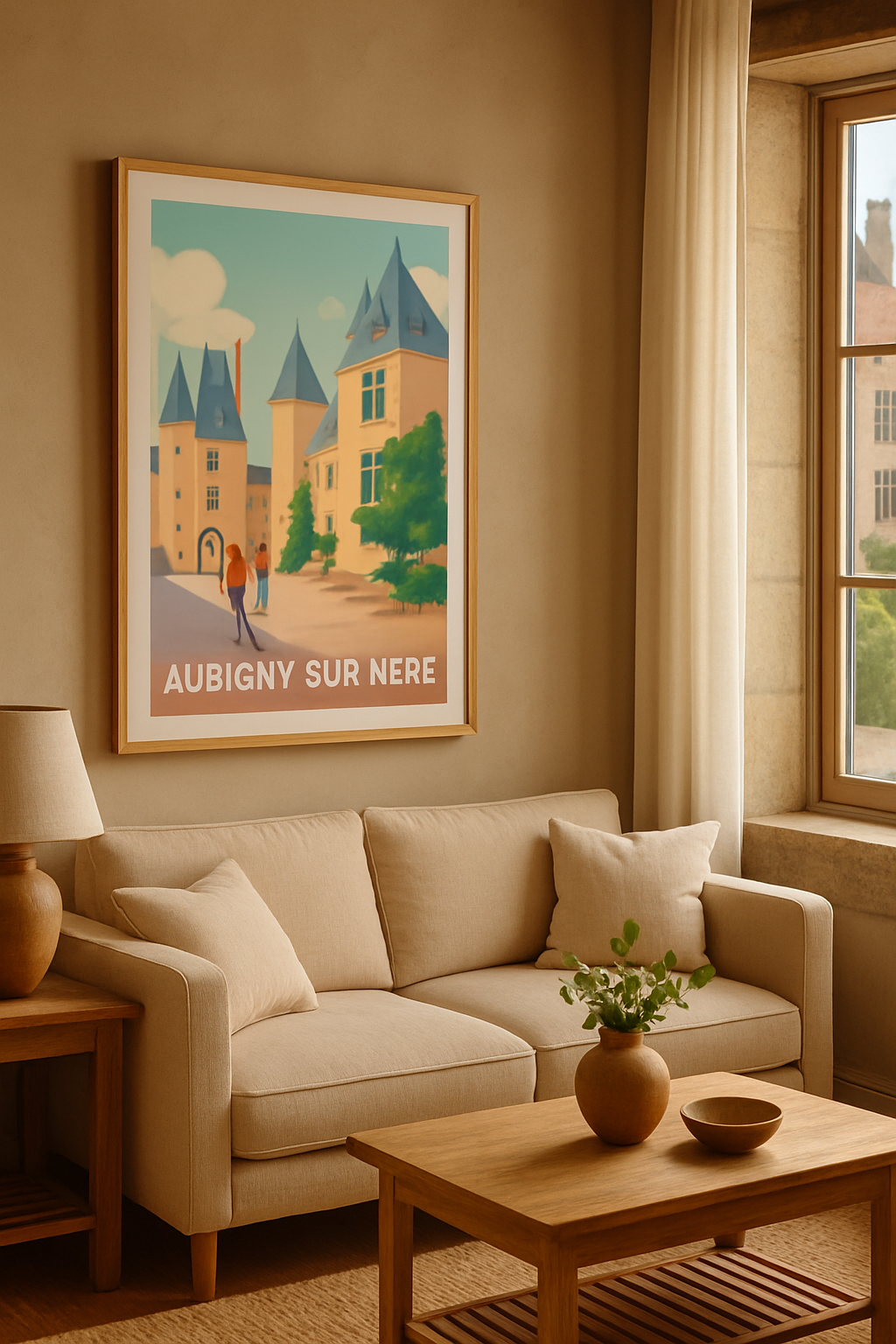 Affiche Aubigny-sur-Nère — Charme médiéval au cœur de la Sologne · poster d'art de Aubigny-sur-Nère