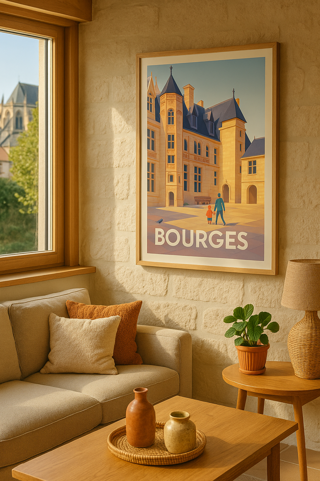 Cher France Affiche de Bourges - L'élégance intemporelle au cœur de la ville