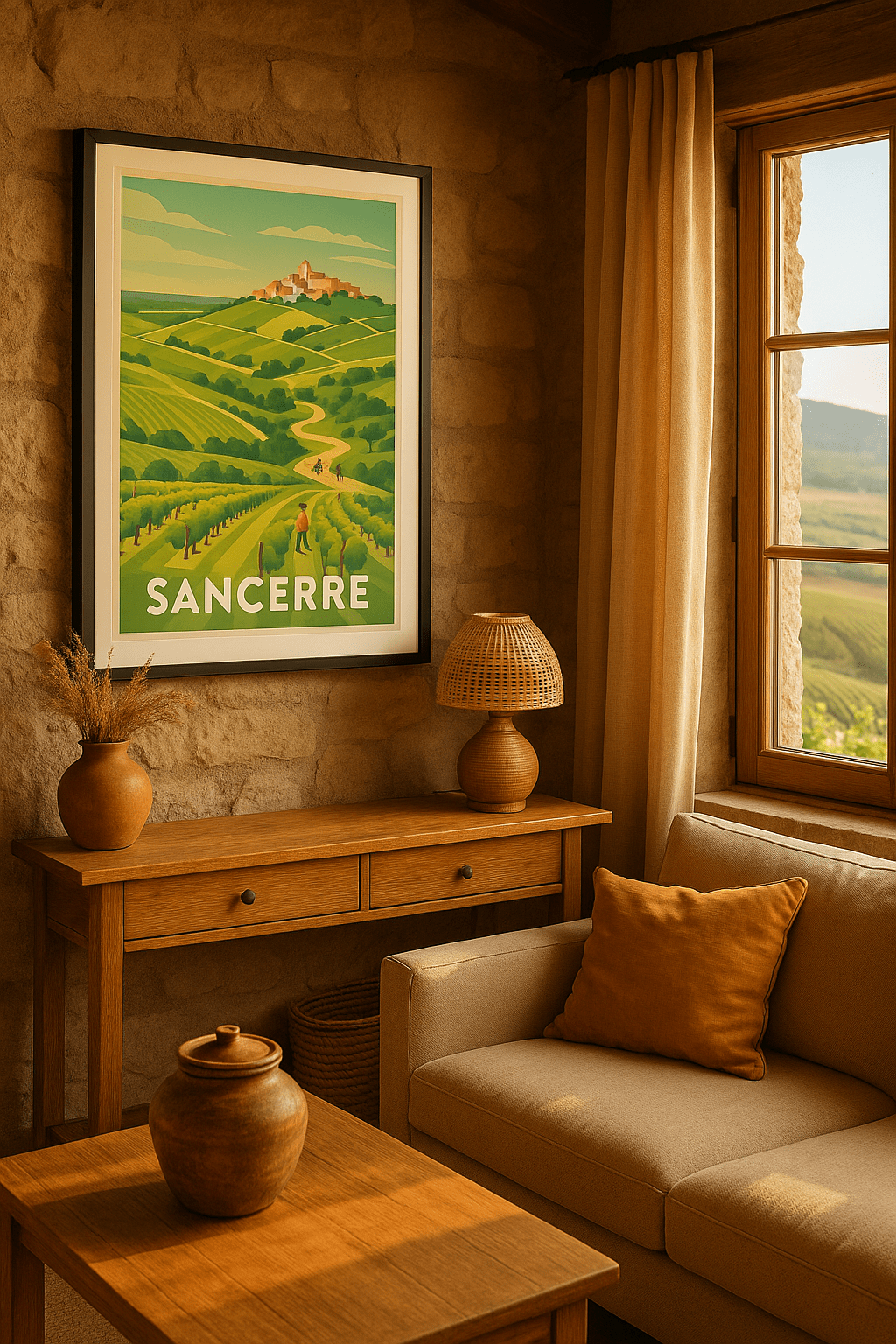 Affiche Sancerre — Charme bucolique et vignobles d’exception · poster d'art de Sancerre