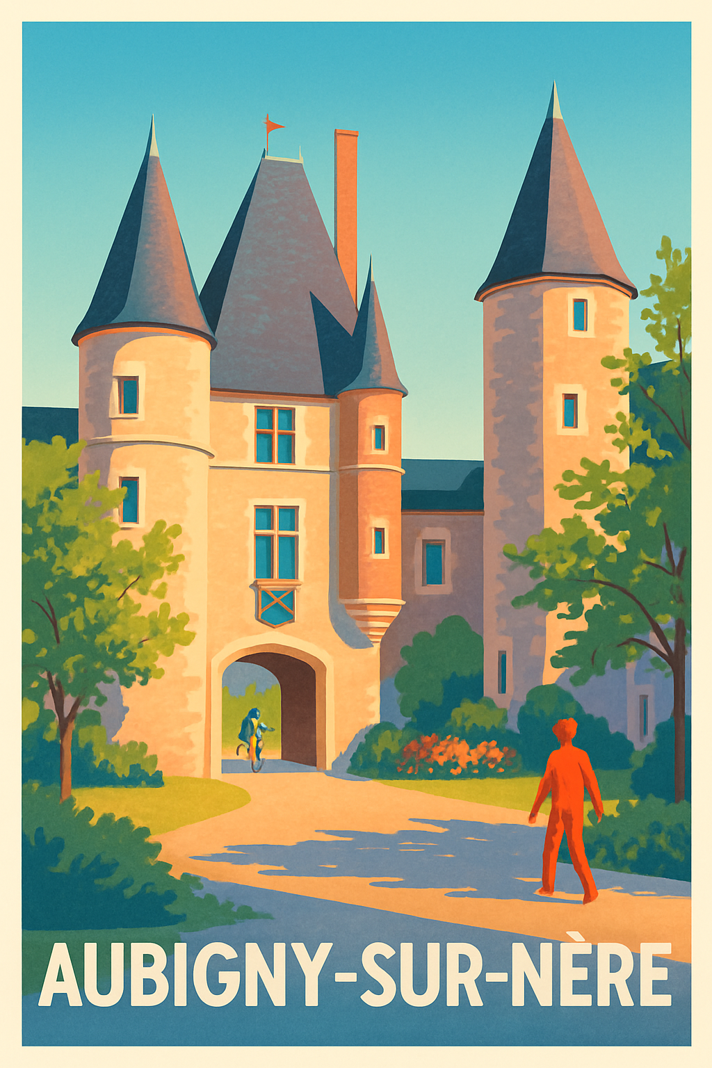 Cher France Pas de Cadre / 20 × 30cm Affiche de Aubigny-sur-Nère - Charme médiéval et lumière douce