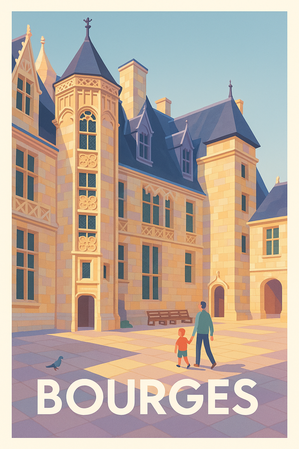 Affiche Bourges — L'élégance intemporelle au cœur de la ville · poster d'art de Bourges
