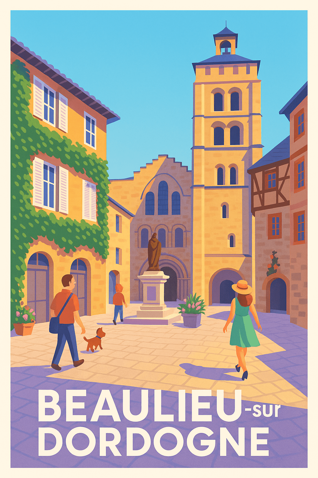 Corrèze France Affiche de Beaulieu-sur-Dordogne - Charme et patrimoine au cœur du village