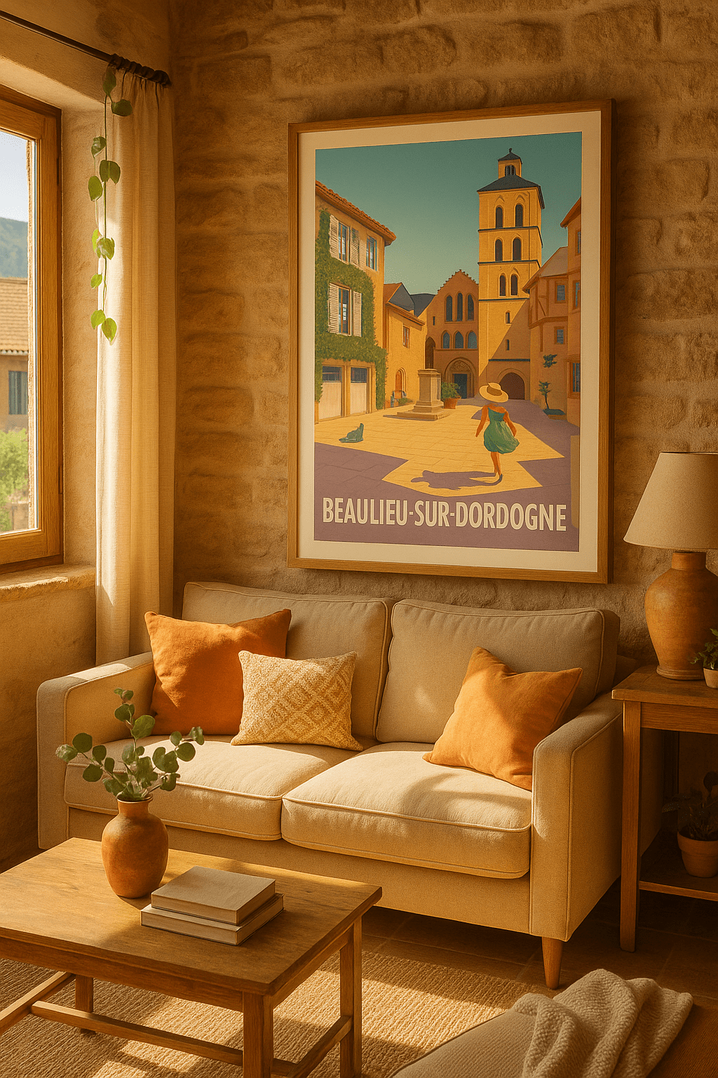 Affiche Beaulieu-sur-Dordogne — Charme intemporel au cœur du village · poster d'art de Beaulieu-sur-Dordogne