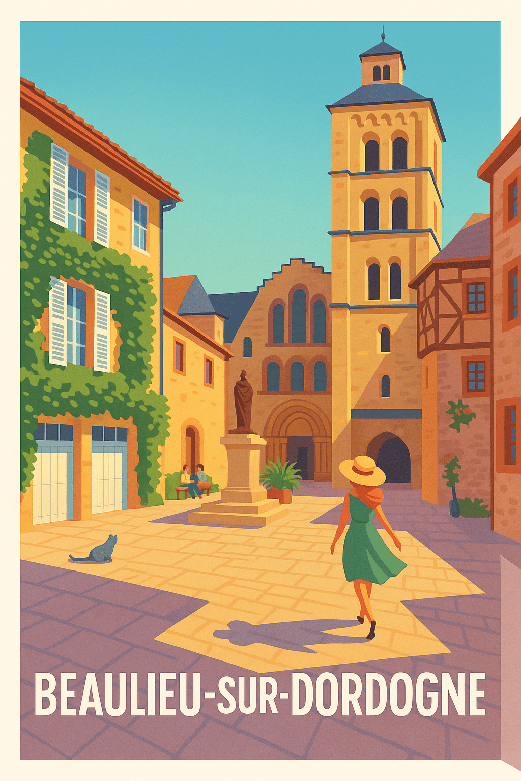 Affiche Beaulieu-sur-Dordogne — Charme intemporel au cœur du village · poster d'art de Beaulieu-sur-Dordogne