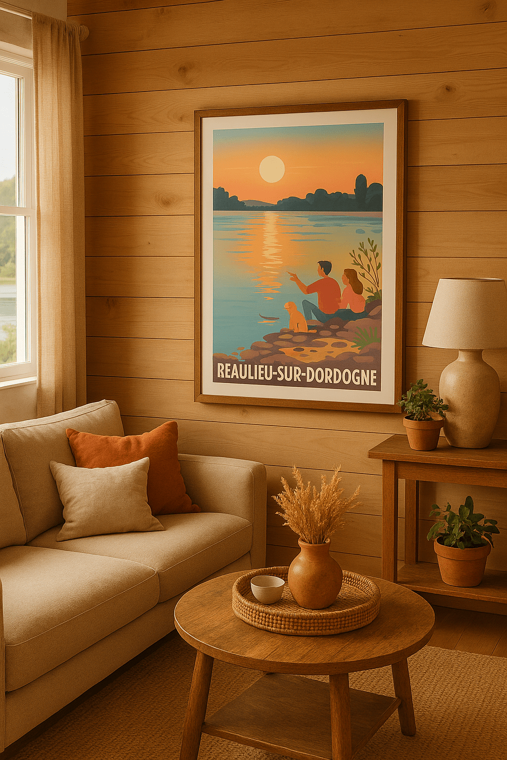 Affiche Beaulieu-sur-Dordogne — Sérénité au bord de l'eau · poster d'art de Beaulieu-sur-Dordogne