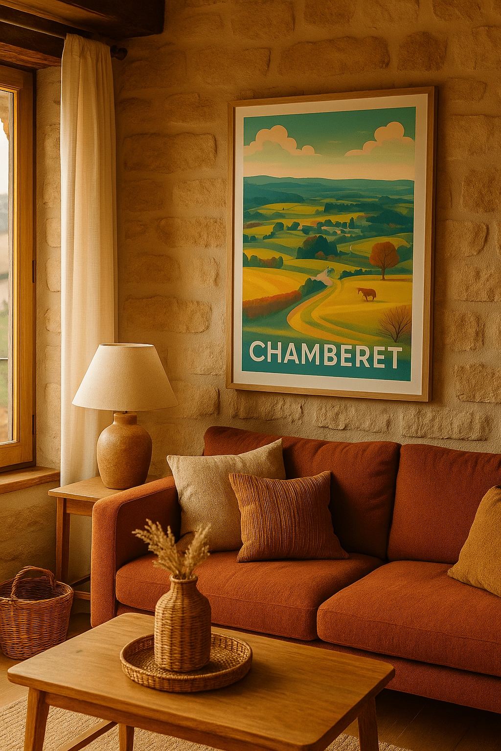 Corrèze France Affiche de Chamberet - Paysages champêtres et sérénité rurale