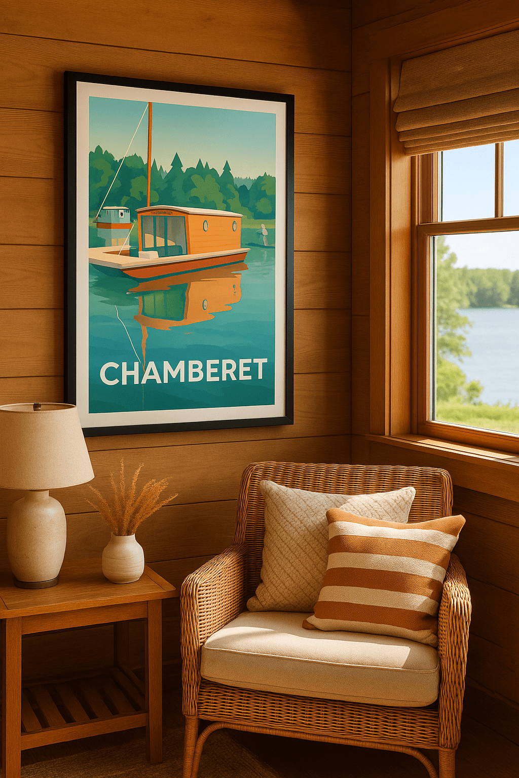 Affiche Chamberet — Sérénité au fil de l'eau · poster d'art de Chamberet