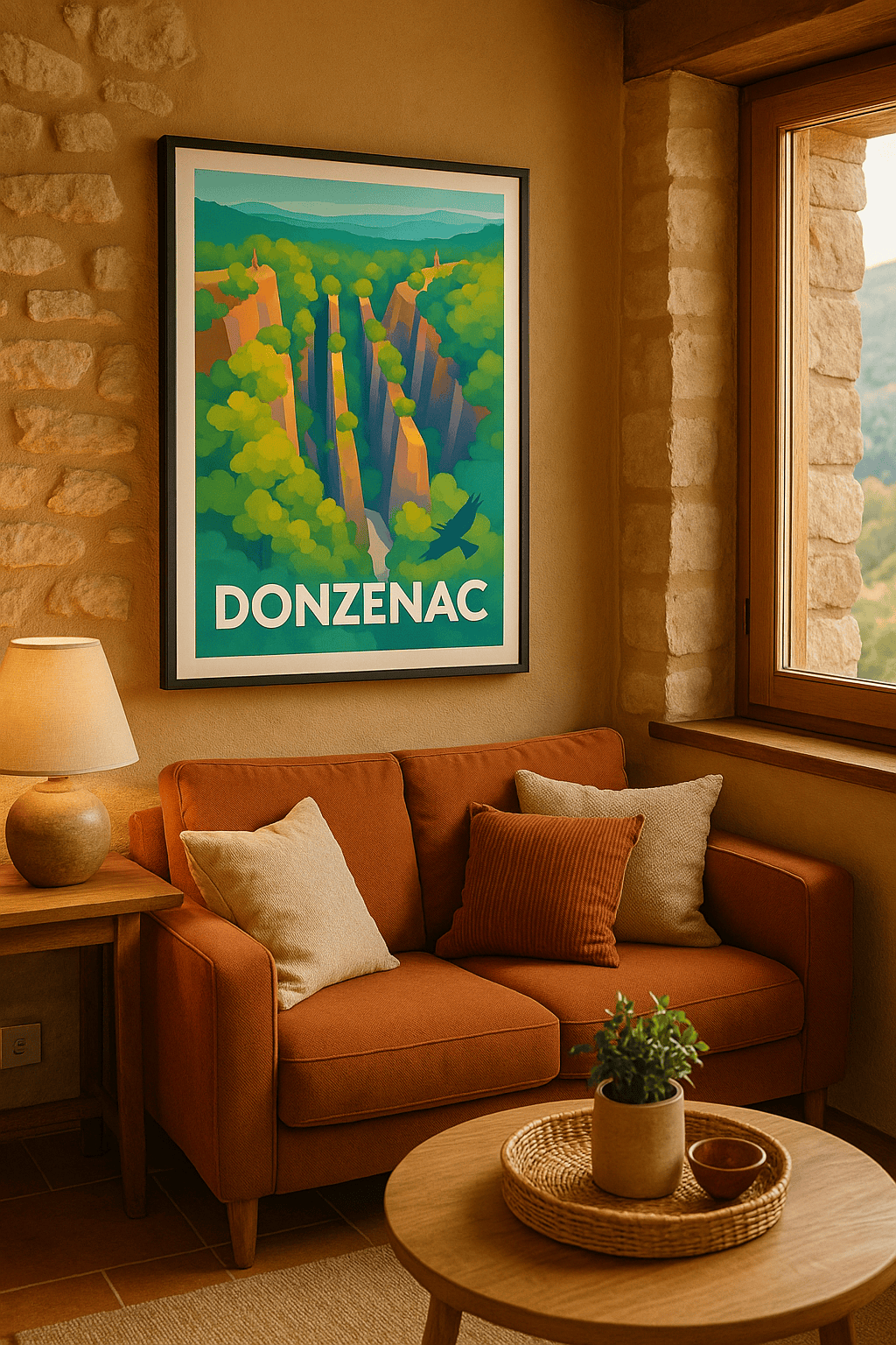 Corrèze France Affiche de Donzenac - L'émerveillement des falaises verdoyantes