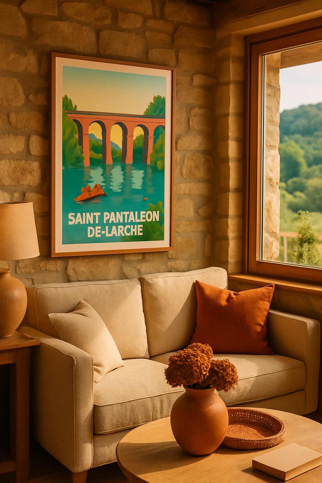 Affiche Saint-Pantaléon-de-Larche — Évasion au fil de l'eau · poster d'art de Saint-Pantaléon-de-Larche