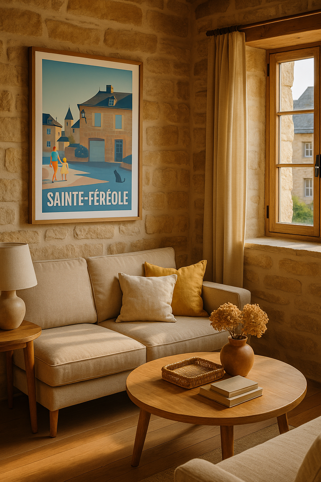 Affiche Sainte-Féréole — Promenade paisible au cœur du village · poster d'art de Sainte-Féréole