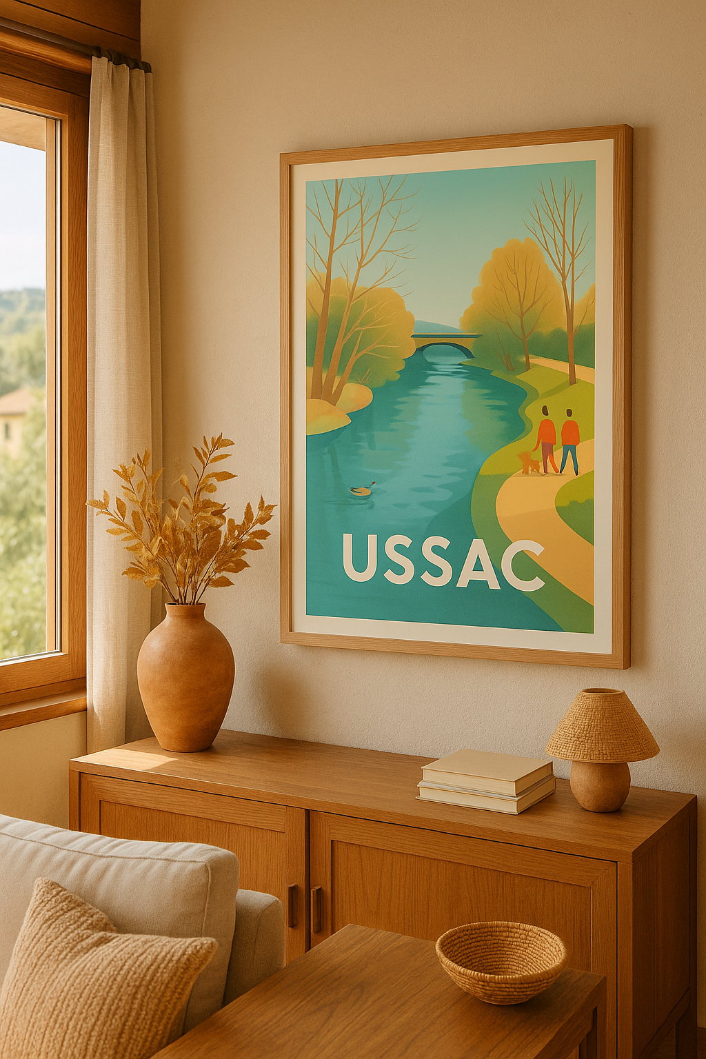 Corrèze France Affiche de Ussac - Promenade au bord de l'eau