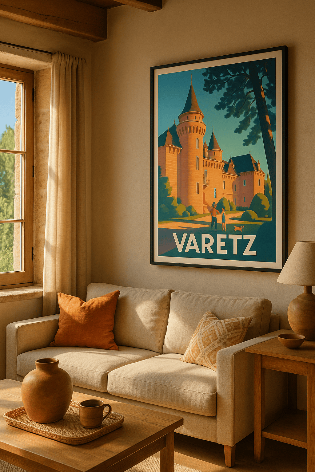Corrèze France Affiche de Varetz - Découvrez le charme historique ensoleillé