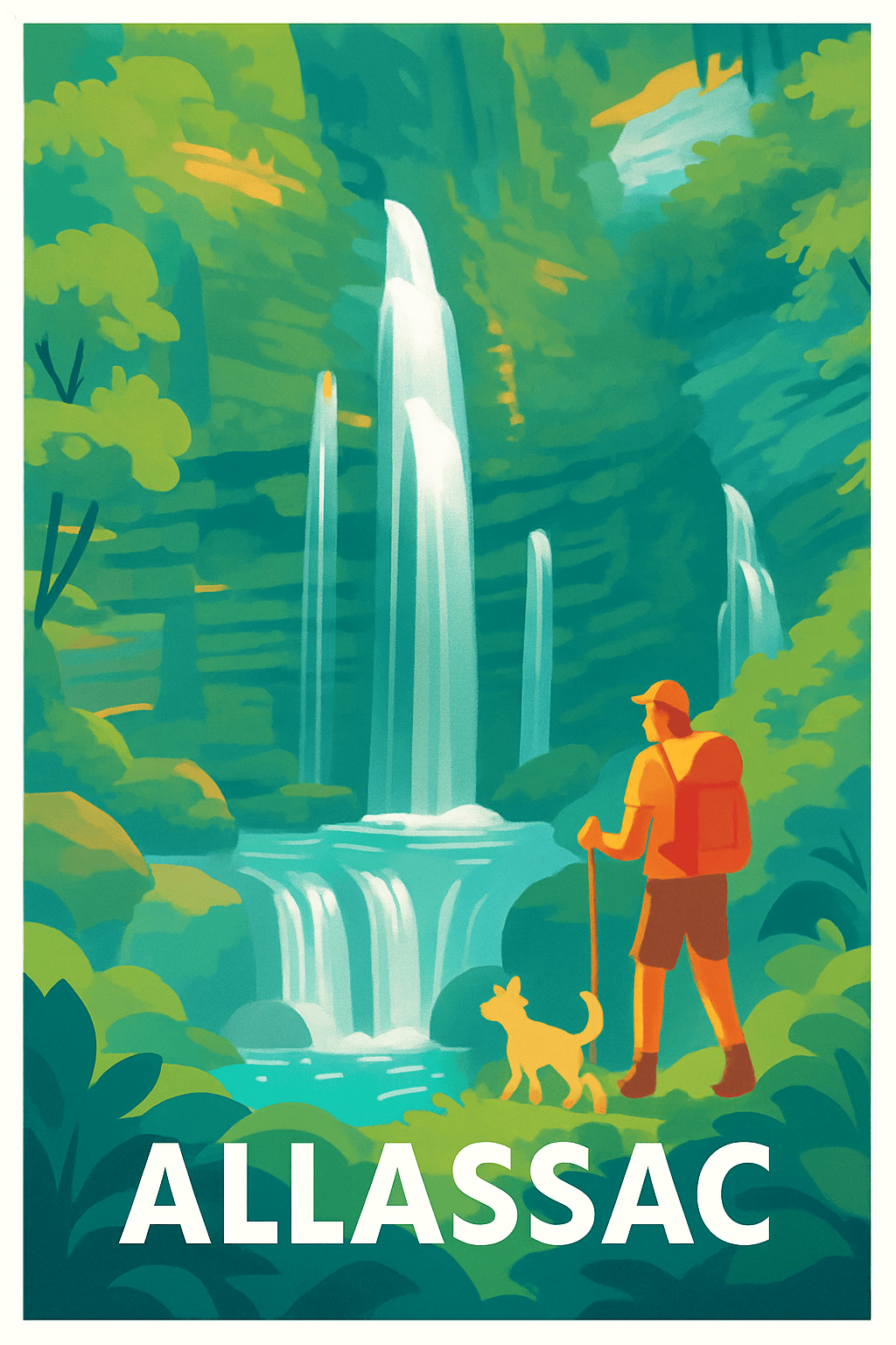 Corrèze France Pas de Cadre / 20 × 30cm Affiche de Allassac - L'appel des cascades et de la nature
