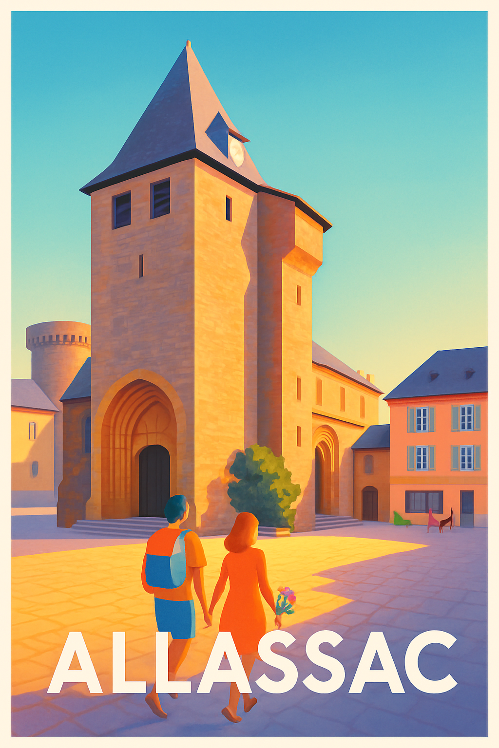 Corrèze France Pas de Cadre / 20 × 30cm Affiche de Allassac - Voyage au cœur de l'histoire limousine