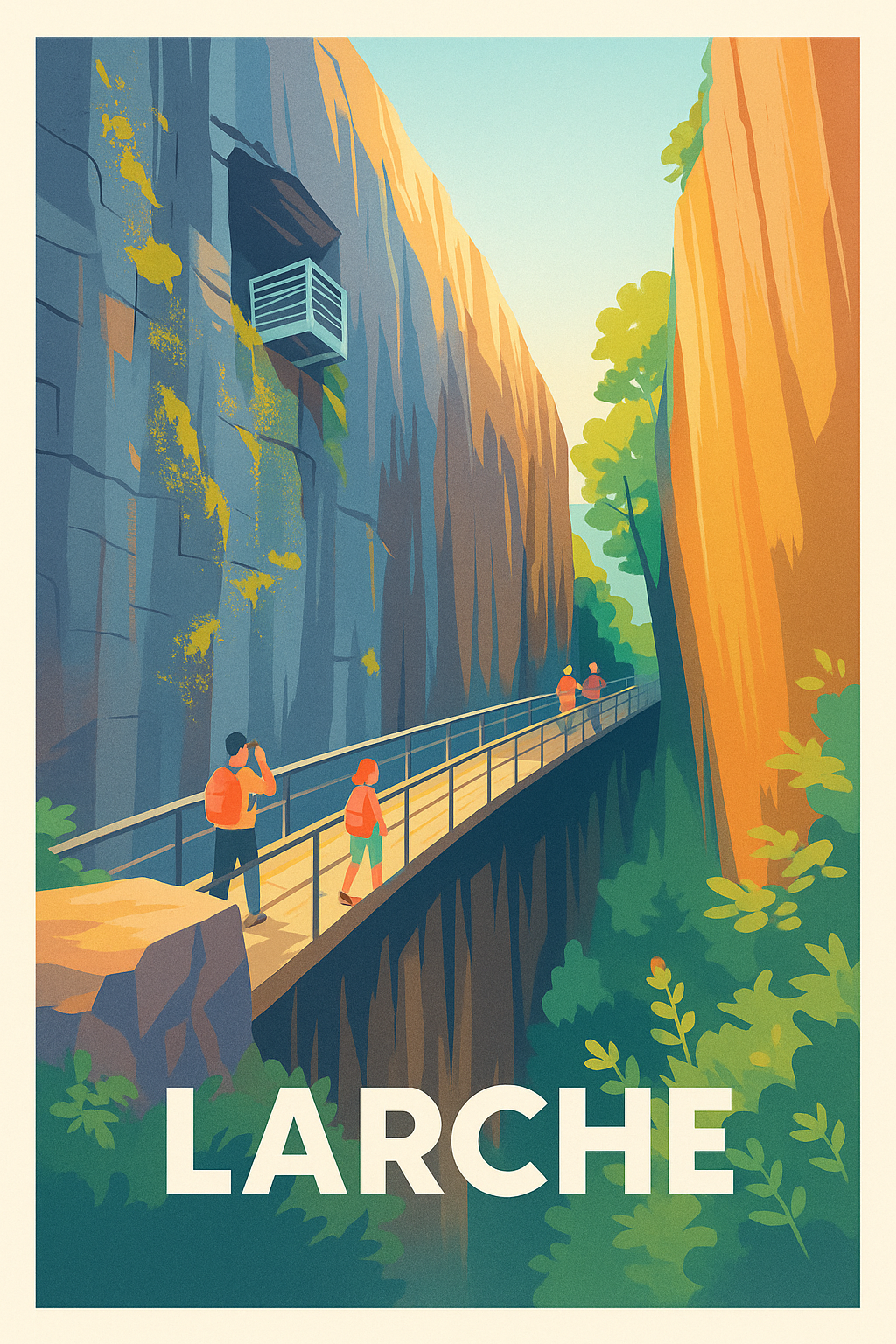 Corrèze France Pas de Cadre / 20 × 30cm Affiche de Larche - Évasion au cœur des gorges naturelles