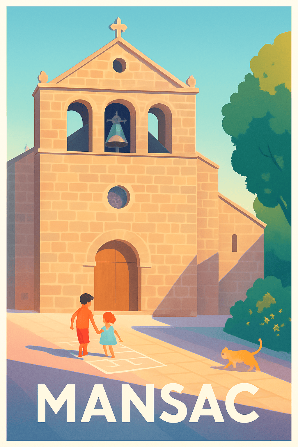 Corrèze France Pas de Cadre / 20 × 30cm Affiche de Mansac - Charme et sérénité au cœur du village