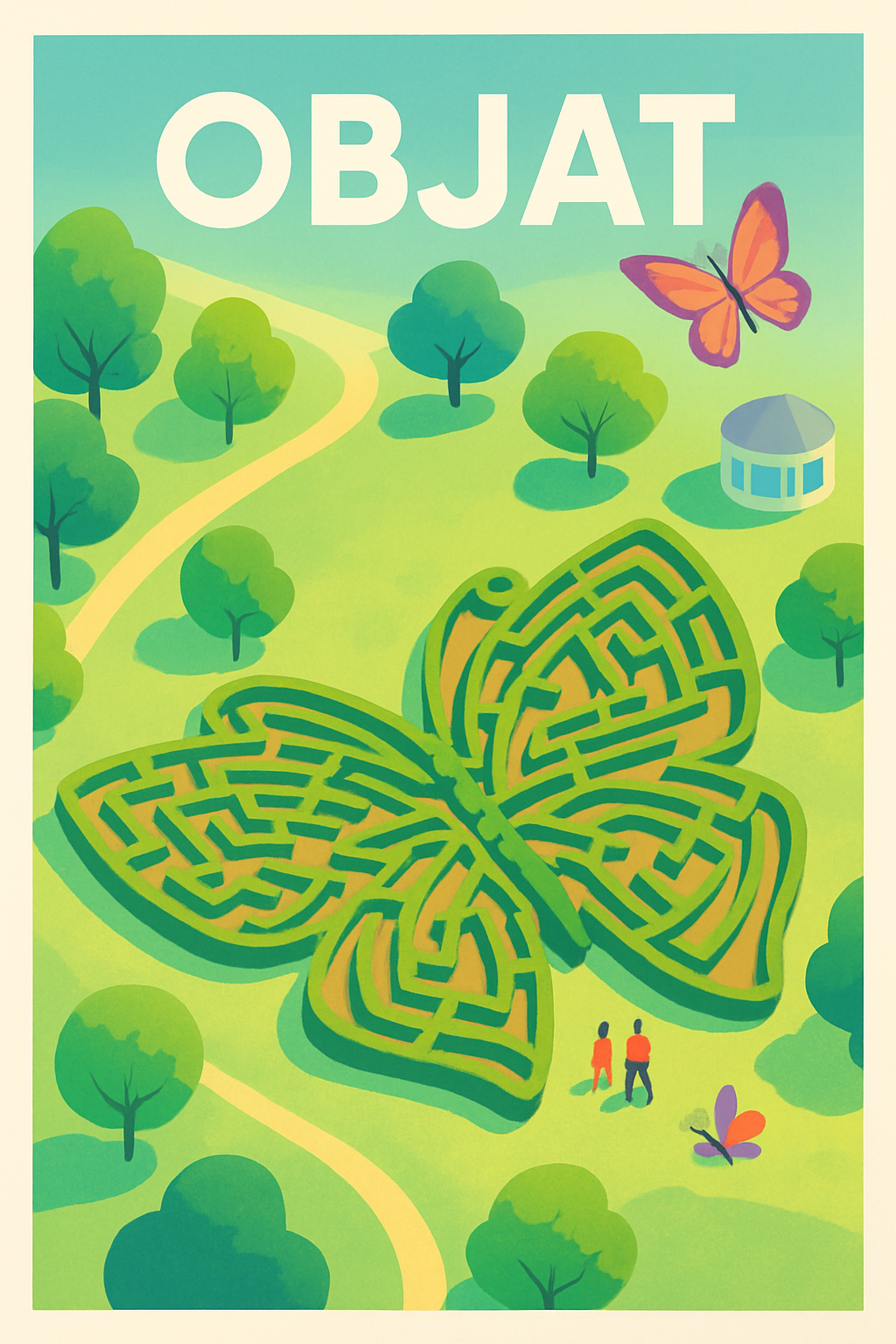 Corrèze France Pas de Cadre / 20 × 30cm Affiche de Objat - Labyrinthe papillon en pleine nature