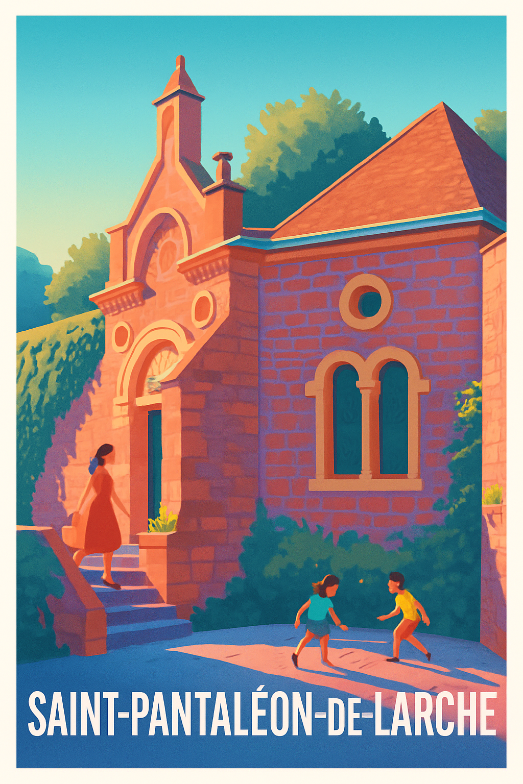 Corrèze France Pas de Cadre / 20 × 30cm Affiche de Saint-Pantaléon-de-Larche - Charme et lumière d'une petite ville