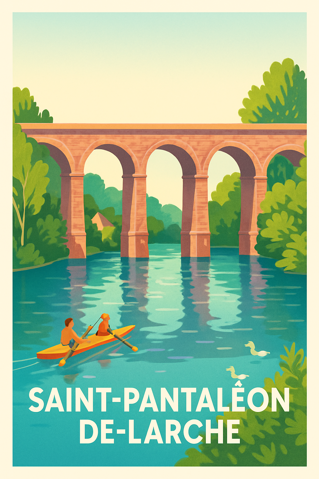 Corrèze France Pas de Cadre / 20 × 30cm Affiche de Saint-Pantaléon-de-Larche - Évasion au fil de l'eau