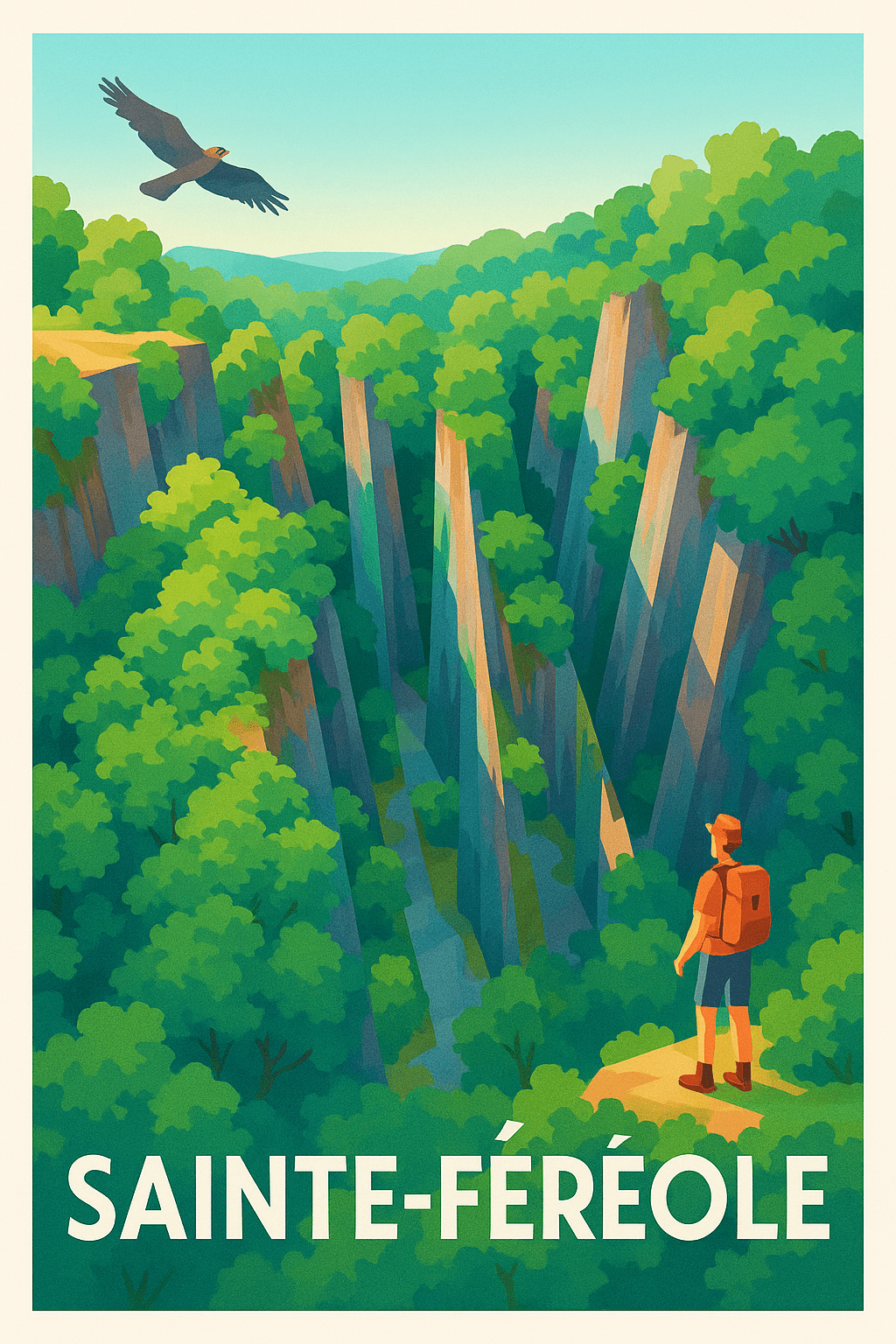 Corrèze France Pas de Cadre / 20 × 30cm Affiche de Sainte-Féréole - Échappée verte et panoramas grandioses