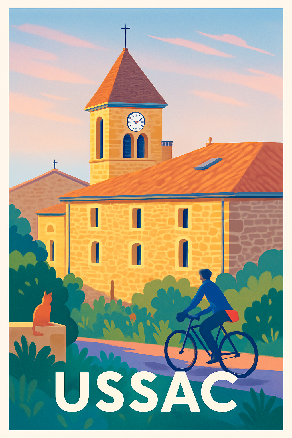 Corrèze France Pas de Cadre / 20 × 30cm Affiche de Ussac - Douceur et sérénité en pleine nature