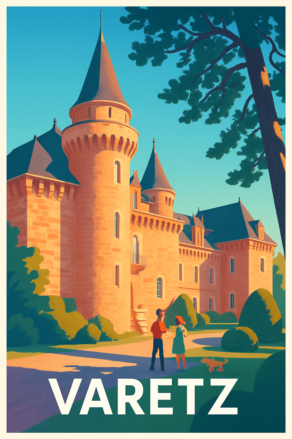 Corrèze France Pas de Cadre / 20 × 30cm Affiche de Varetz - Découvrez le charme historique ensoleillé