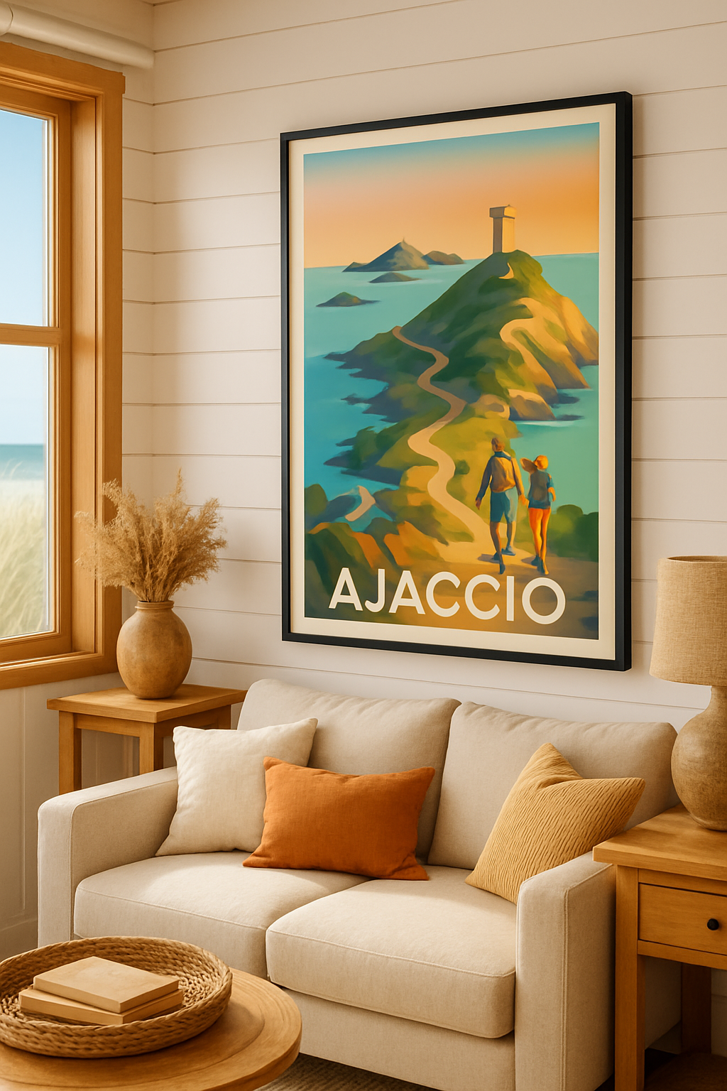 Corse-du-Sud France Affiche de Ajaccio - Randonnée au cœur des paysages côtiers