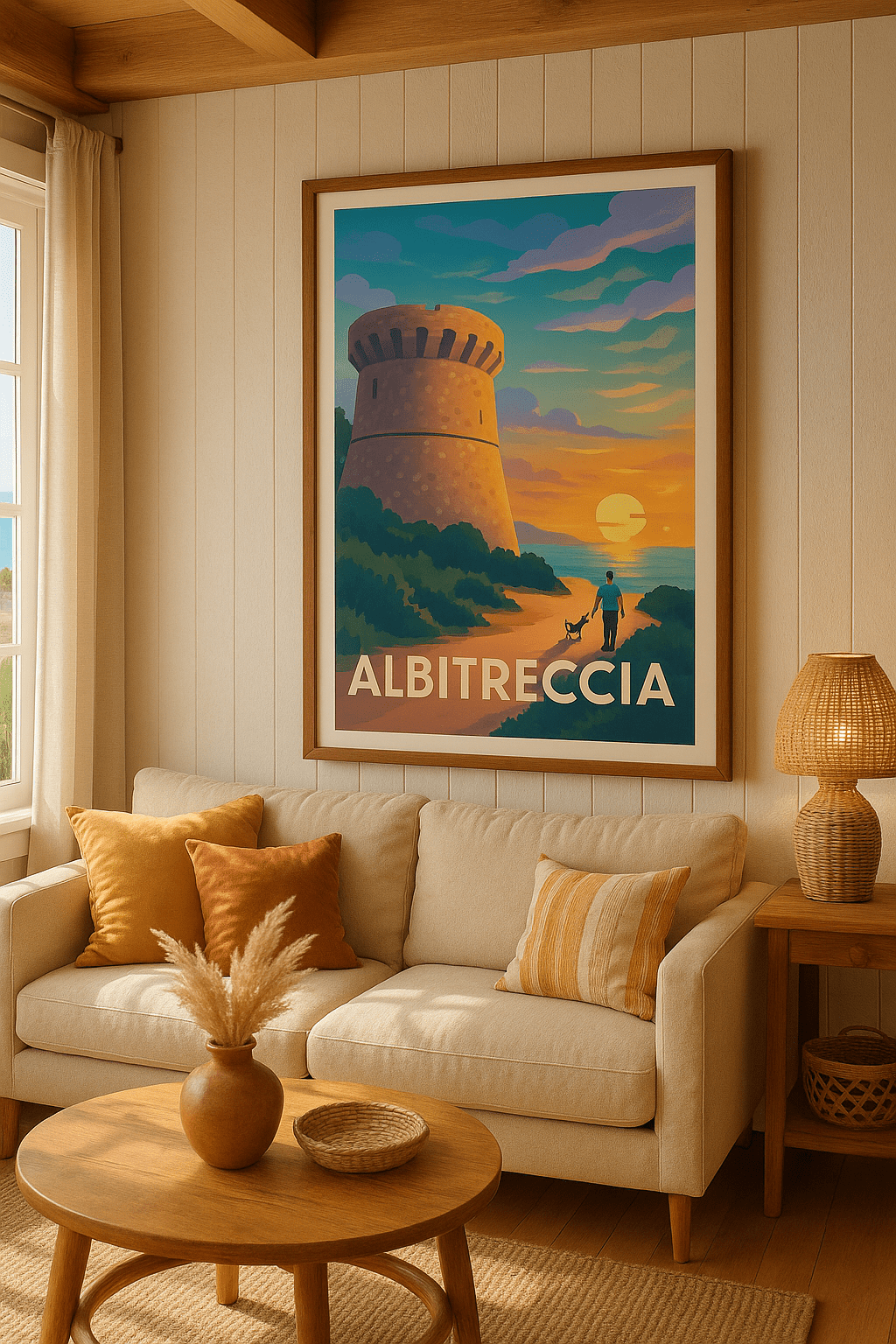 Corse-du-Sud France Affiche de Albitreccia - Promenade au coucher du soleil