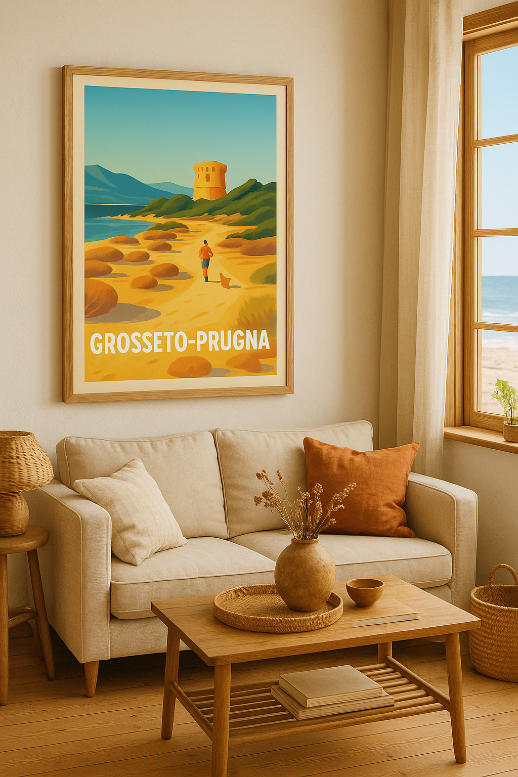 Corse-du-Sud France Affiche de Grosseto-Prugna - Échappée côtière ensoleillée
