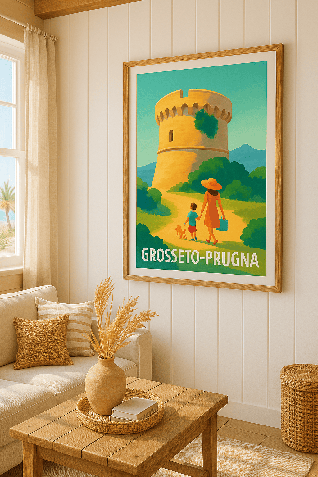 Corse-du-Sud France Affiche de Grosseto-Prugna - Escapade ensoleillée en Corse