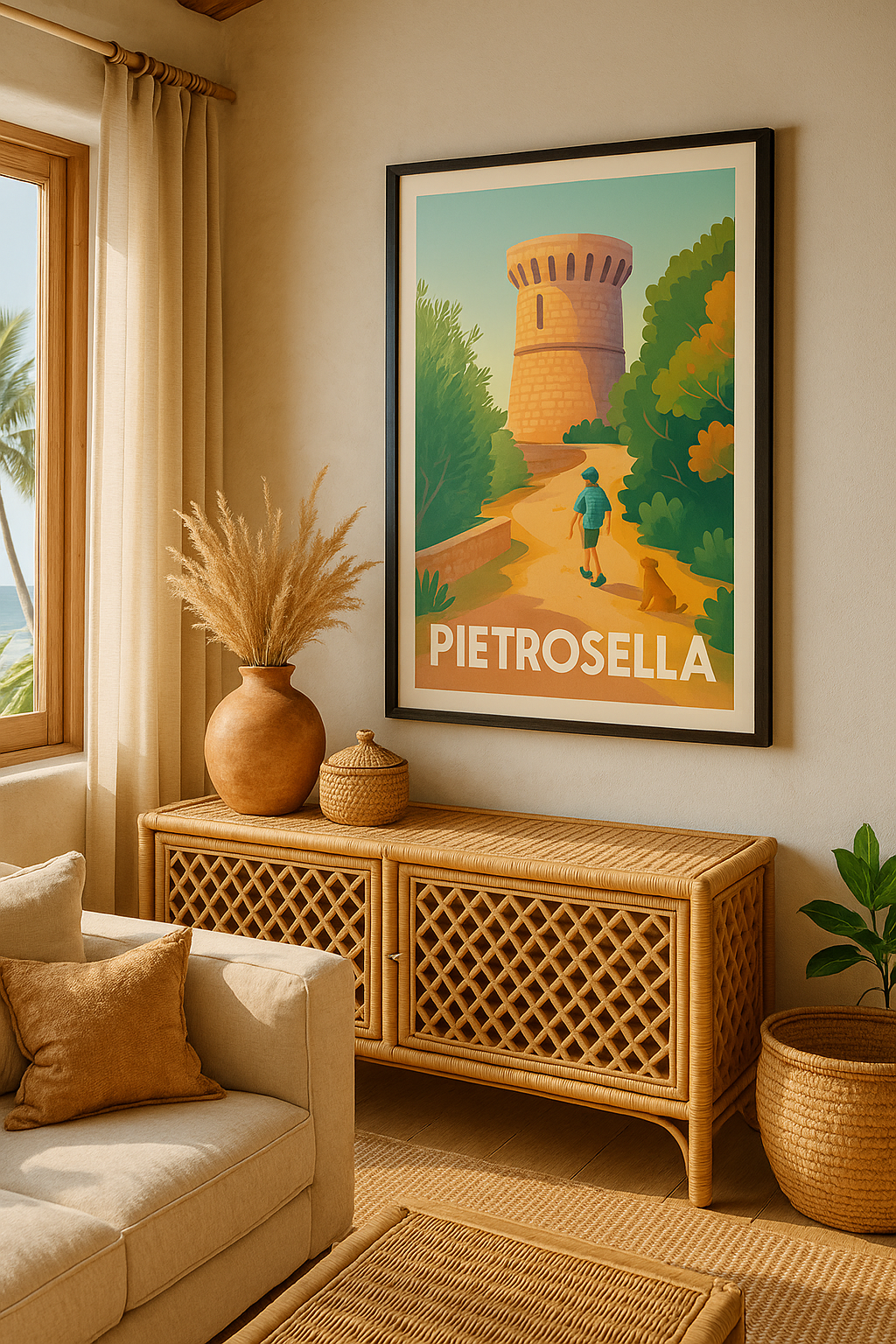 Corse-du-Sud France Affiche de Pietrosella - Promenade au pied de la tour historique