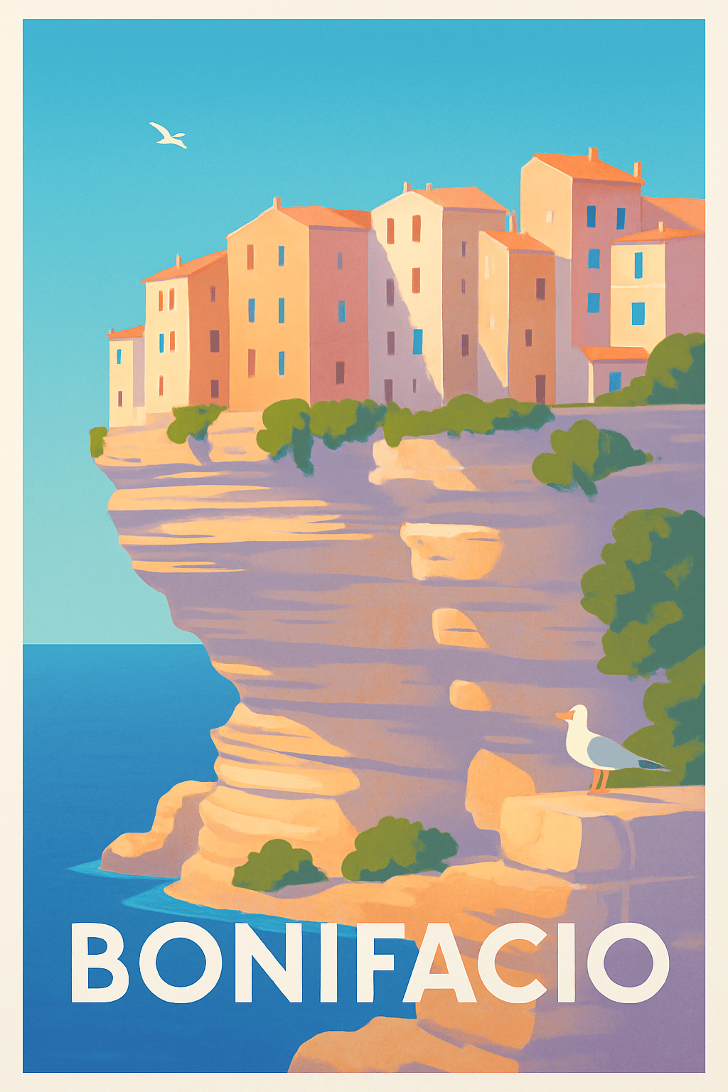 Corse-du-Sud France Pas de Cadre / 20 × 30cm Affiche de Bonifacio - Le charme spectaculaire des falaises corses