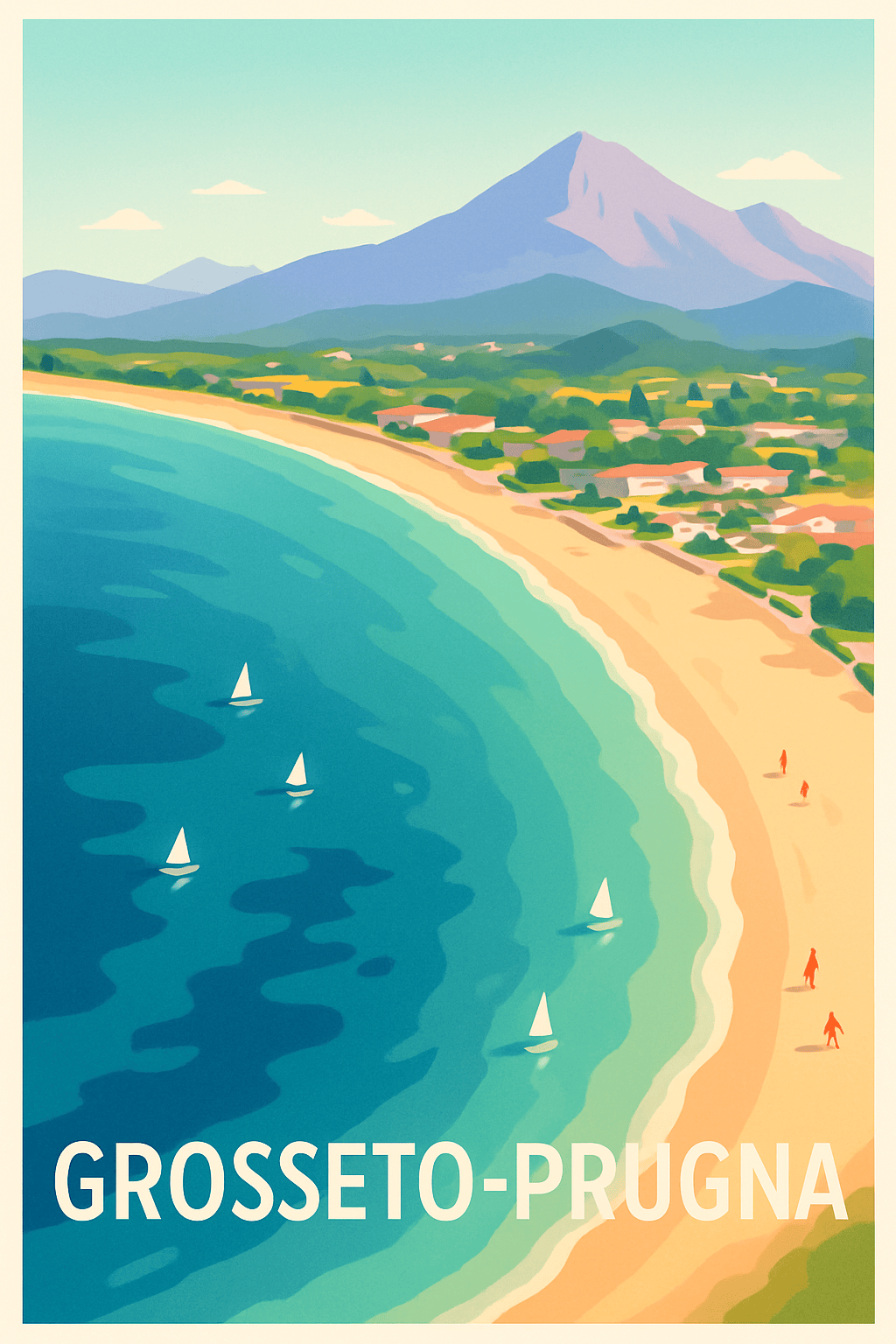 Corse-du-Sud France Pas de Cadre / 20 × 30cm Affiche de Grosseto-Prugna - L'évasion entre mer et montagne