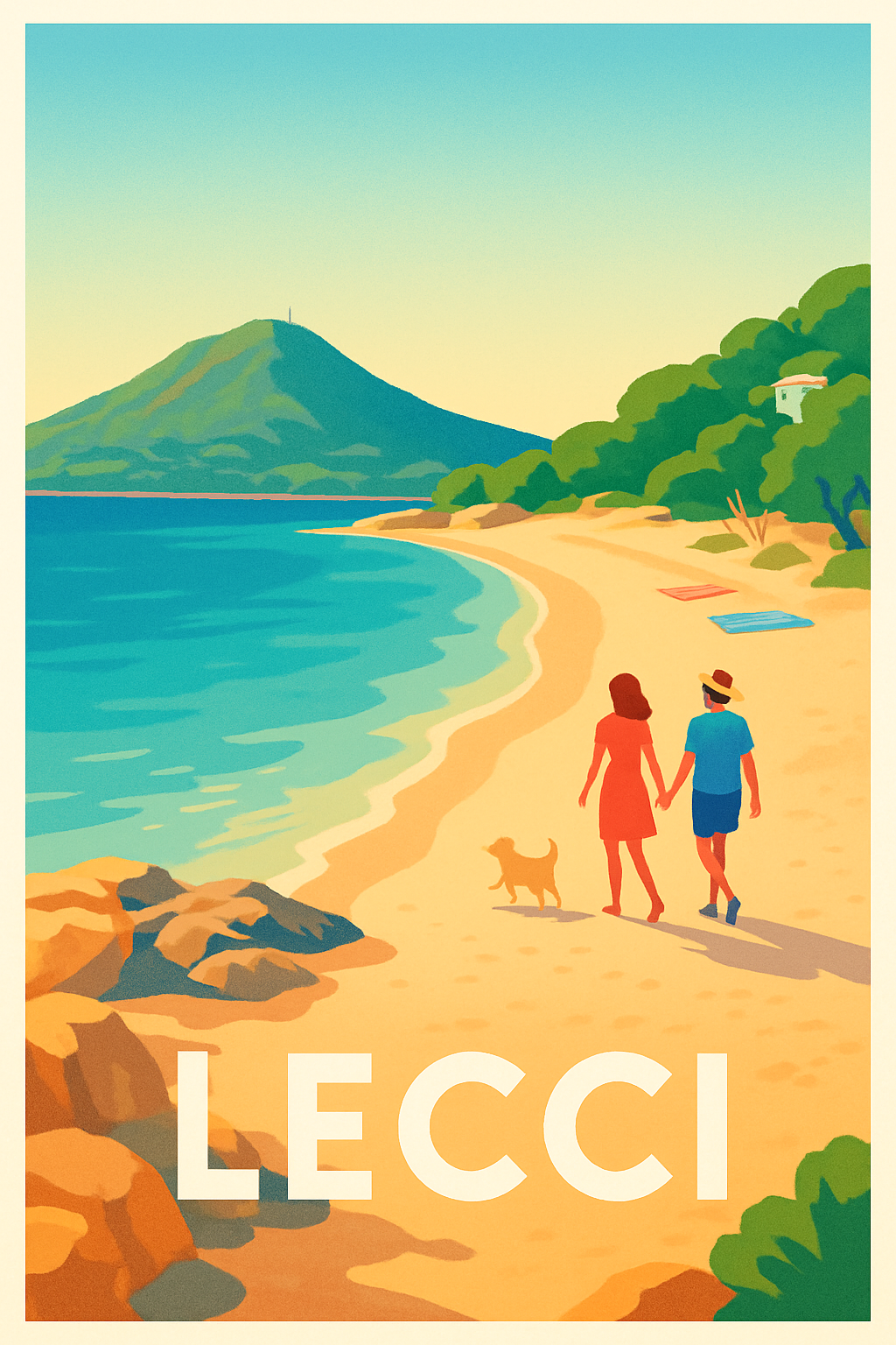 Corse-du-Sud France Pas de Cadre / 20 × 30cm Affiche de Lecci - Balade romantique en bord de mer