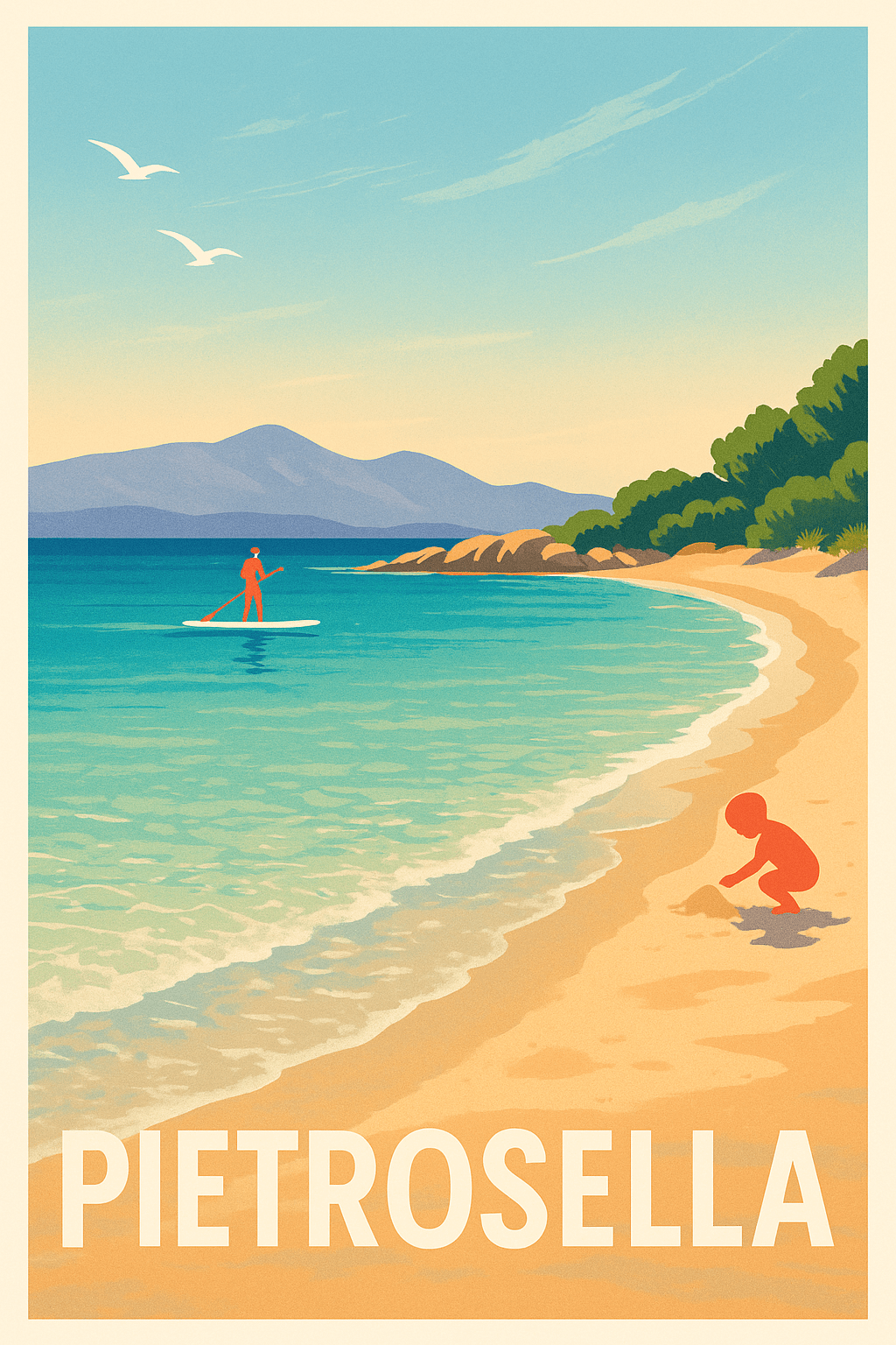 Corse-du-Sud France Pas de Cadre / 20 × 30cm Affiche de Pietrosella - Évasion balnéaire en Méditerranée