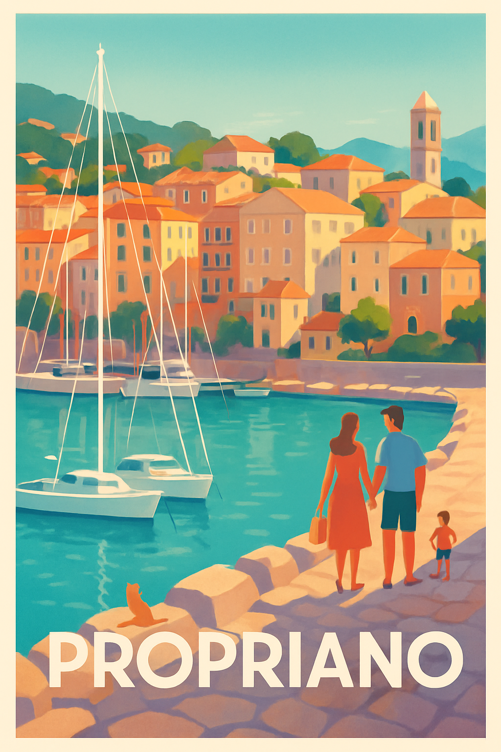 Corse-du-Sud France Pas de Cadre / 20 × 30cm Affiche de Propriano - Escapade en bord de mer Corse
