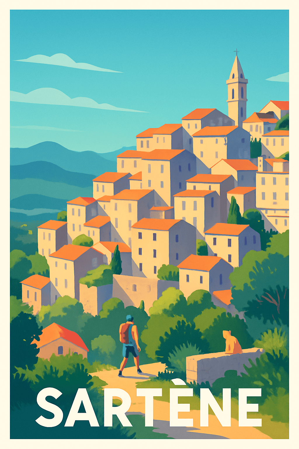 Corse-du-Sud France Pas de Cadre / 20 × 30cm Affiche de Sartène - Le charme authentique de la Corse méridionale