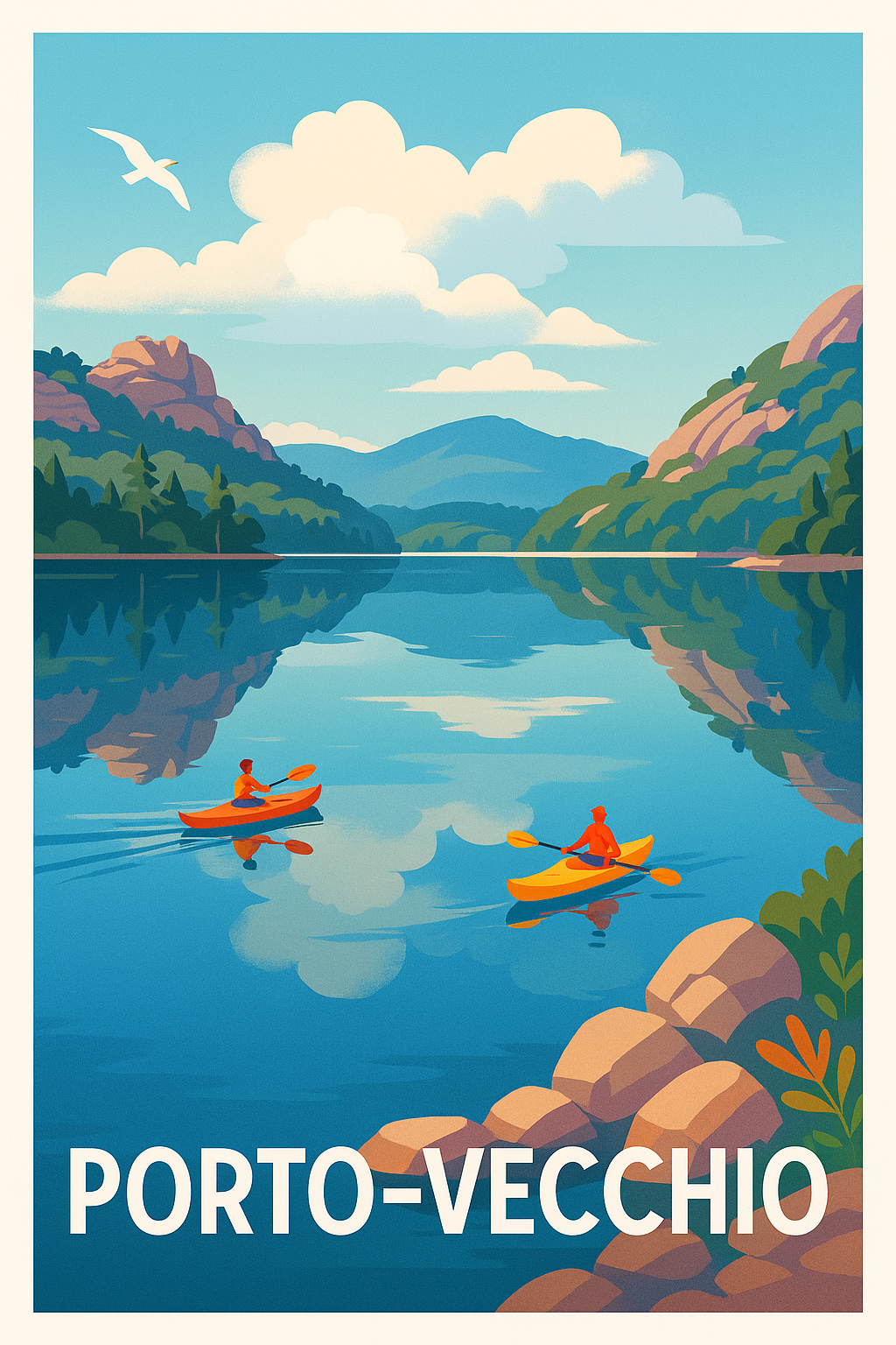 Corse-du-Sud France Pas de Cadre / 20 × 30cm Affiche Porto-Vecchio - Sérénité et aventure en harmonie