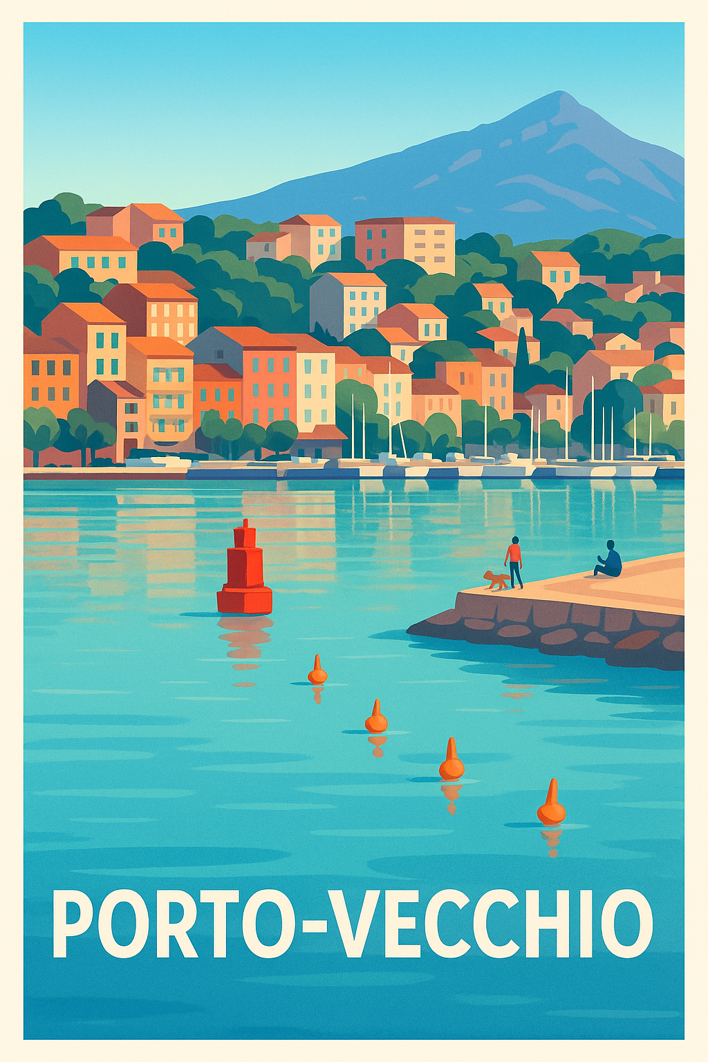 Corse-du-Sud France Pas de Cadre / 20 × 30cm Affiche Porto-Vecchio - Tranquillité méditerranéenne au bord de l'eau