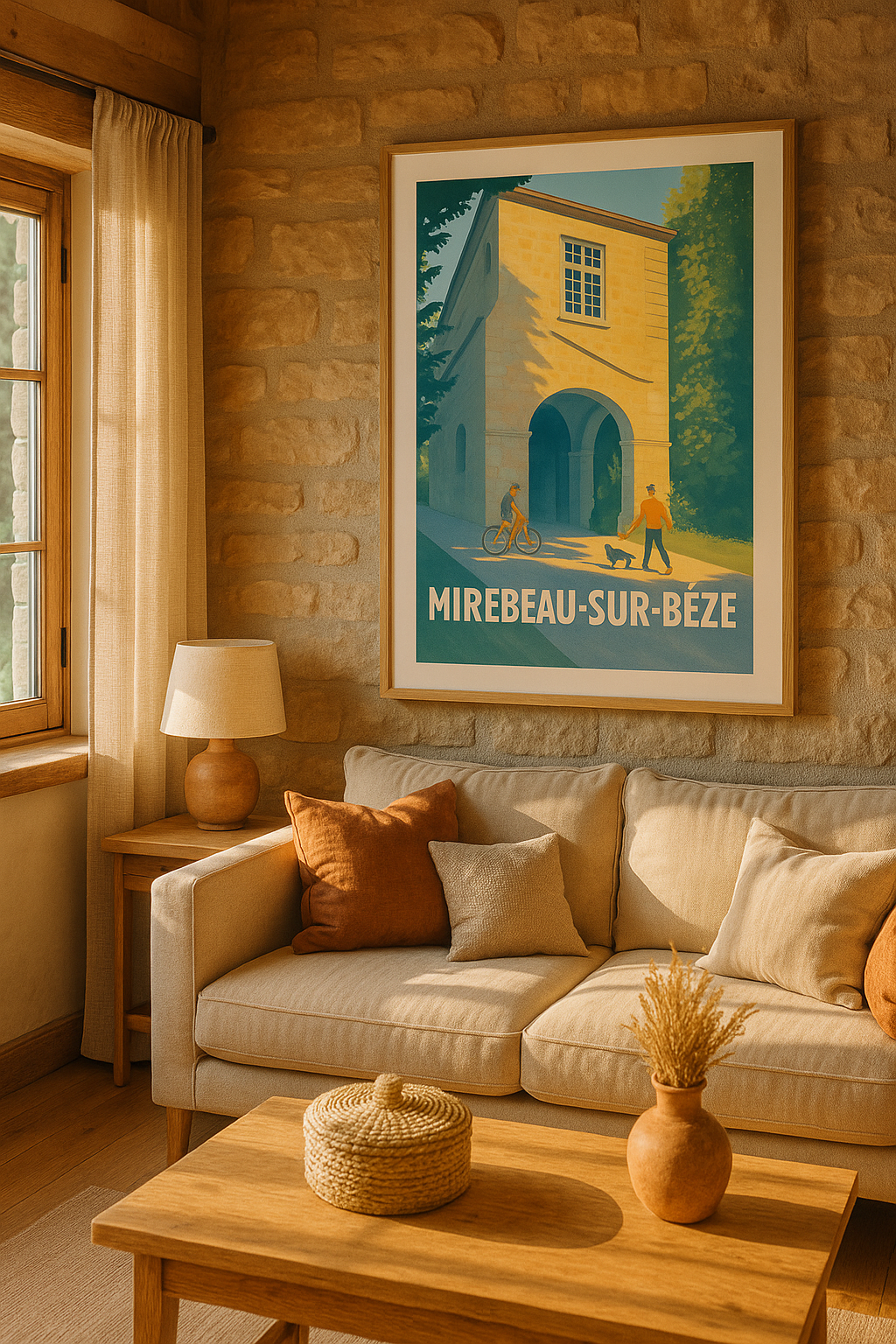 Côte-d'Or France Affiche de Mirebeau-sur-Bèze - Charme et sérénité au fil de l'eau