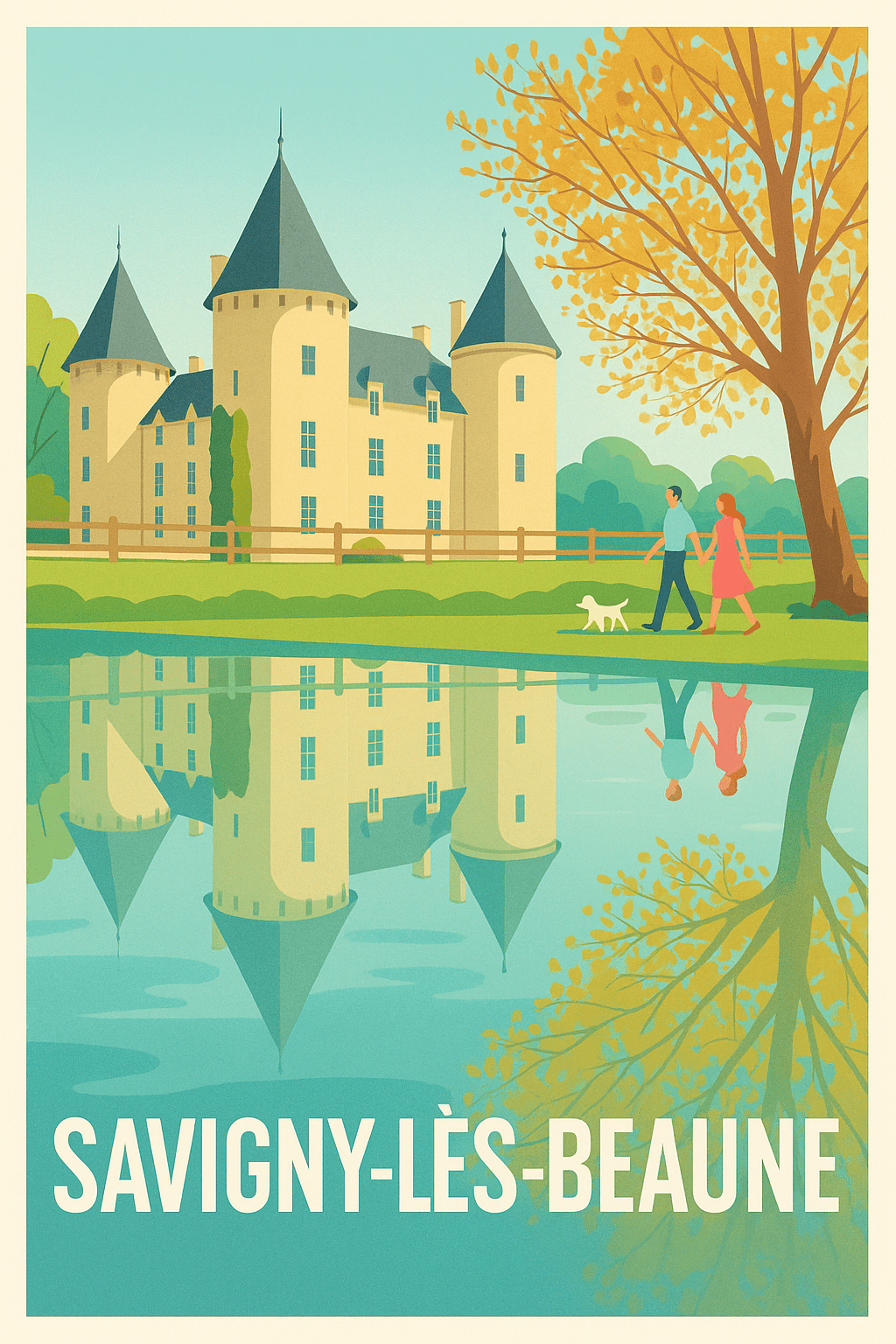 Côte-d'Or France Affiche de Savigny-Lès-Beaune - Charme et Reflets d'Automne