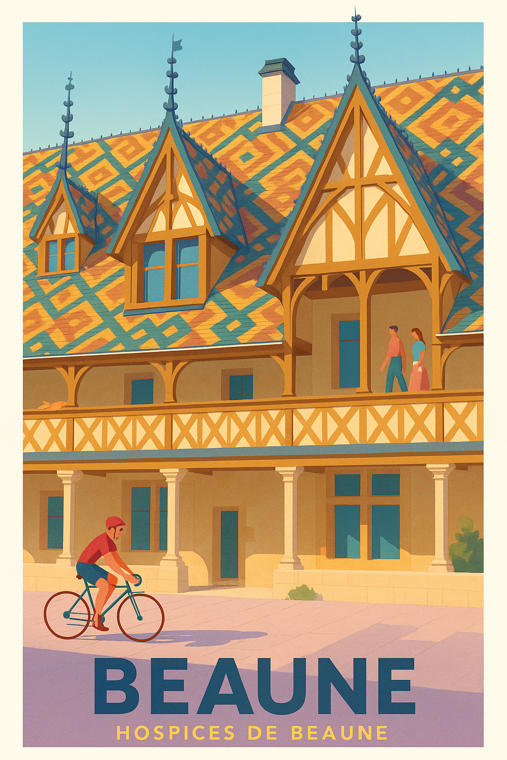 Côte-d'Or France Pas de Cadre / 20 × 30cm Affiche de Beaune - Charme et histoire des Hospices