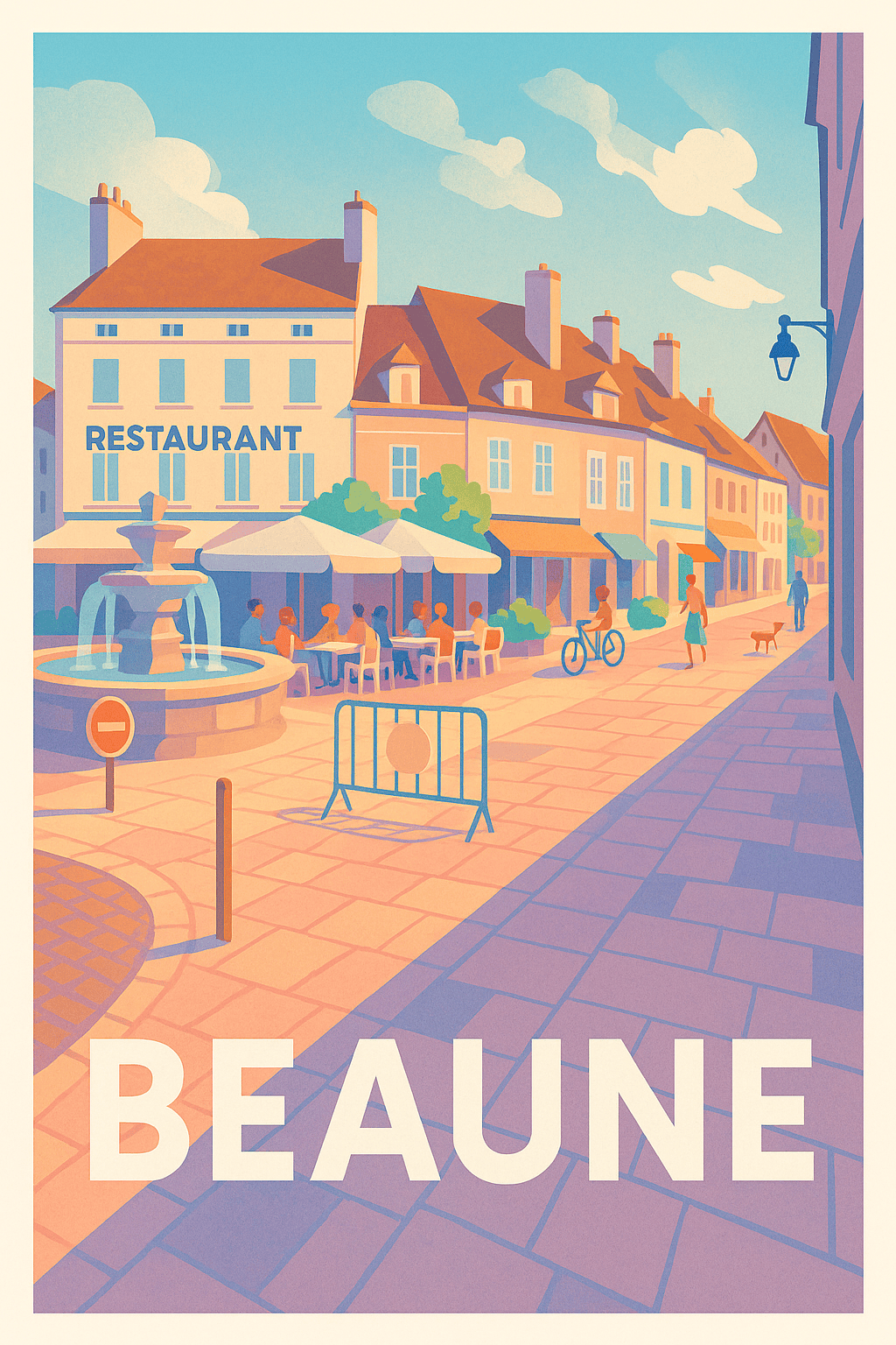 Côte-d'Or France Pas de Cadre / 20 × 30cm Affiche de Beaune - L'art de vivre en terrasse
