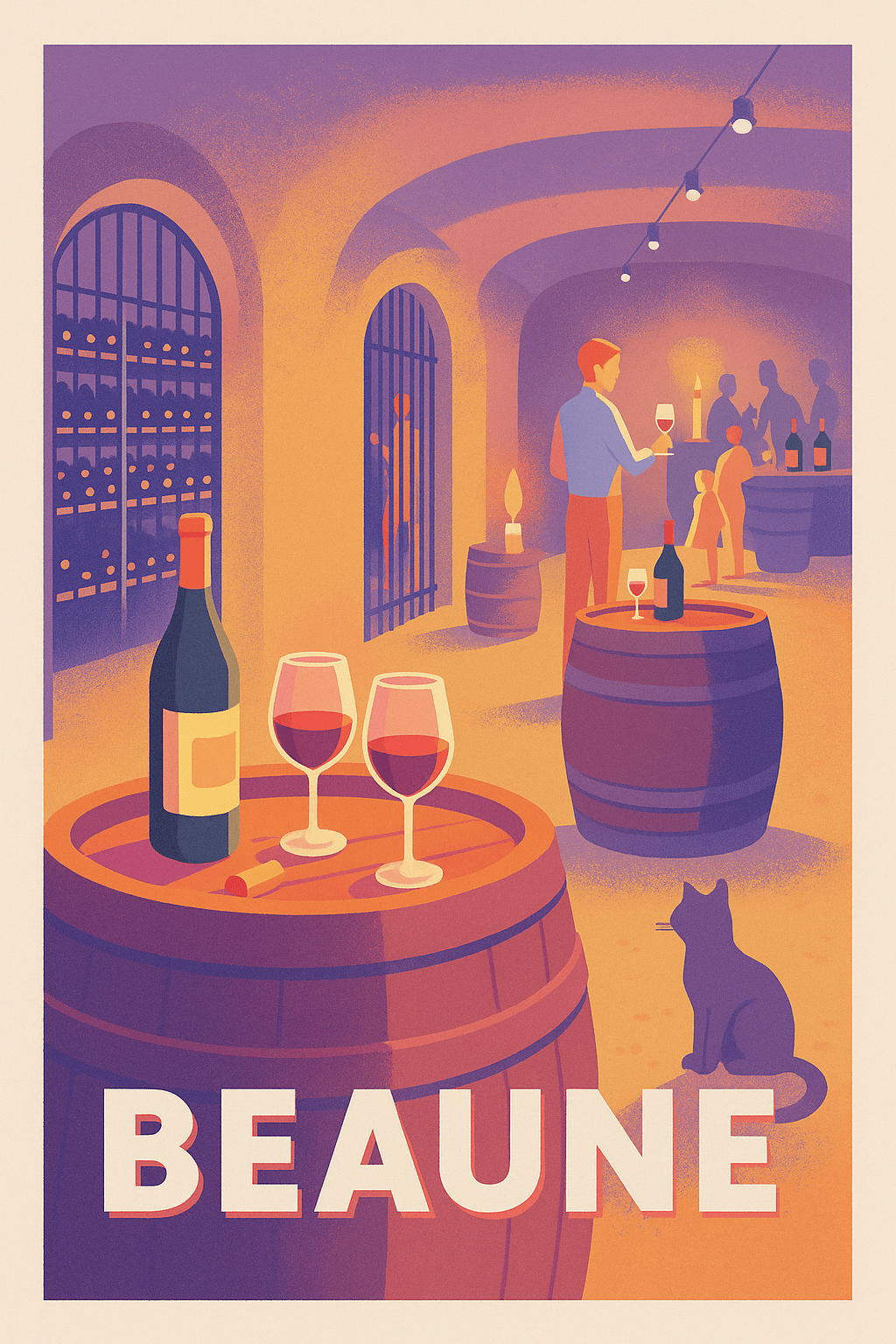 Côte-d'Or France Pas de Cadre / 20 × 30cm Affiche de Beaune - L'élégance des caves à vin