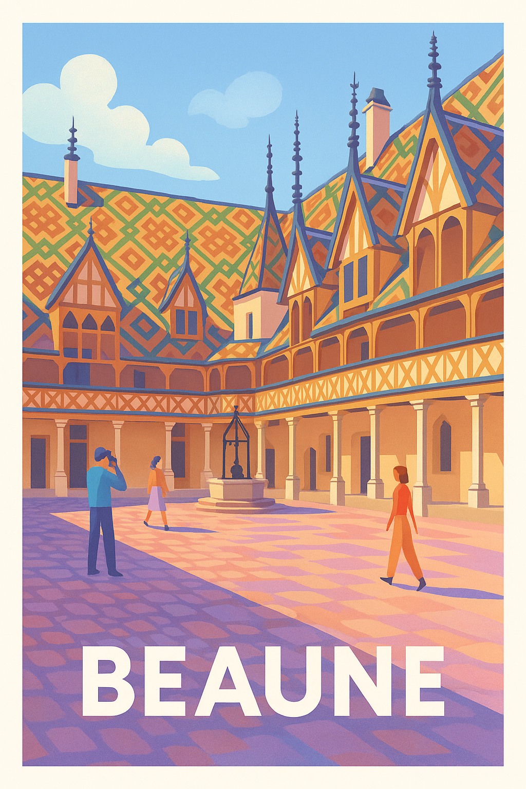 Côte-d'Or France Pas de Cadre / 20 × 30cm Affiche de Beaune - L'élégance historique au cœur de la Bourgogne