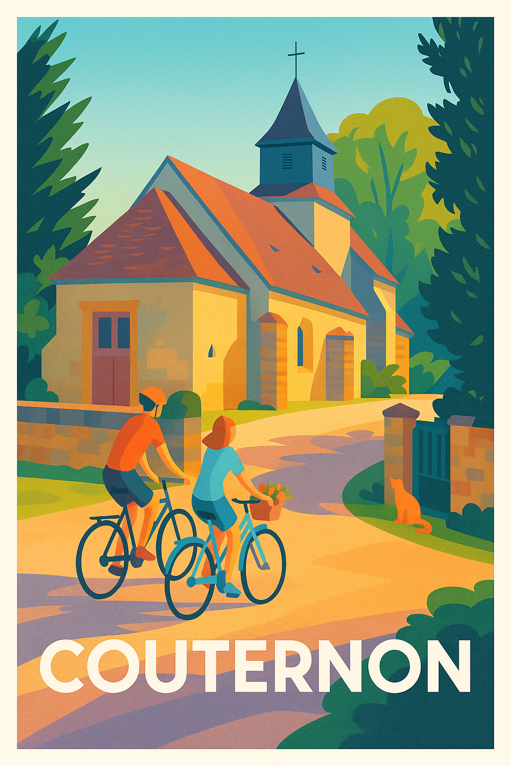 Côte-d'Or France Pas de Cadre / 20 × 30cm Affiche de Couternon - Balade à vélo au charme bucolique