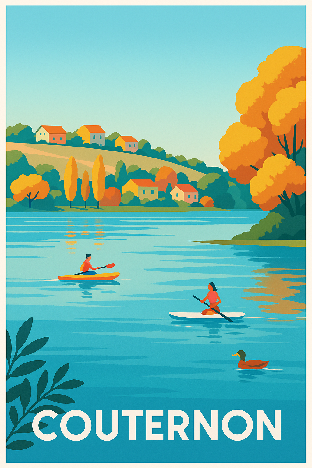 Côte-d'Or France Pas de Cadre / 20 × 30cm Affiche de Couternon - L'évasion au fil de l'eau