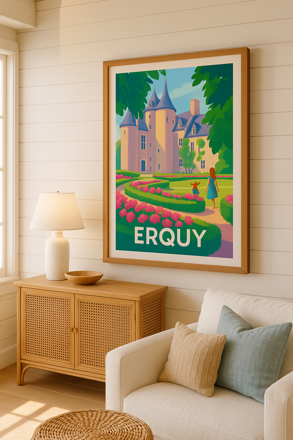 Affiche Erquy — L'élégance intemporelle du château et de ses jardins · poster d'art de Erquy